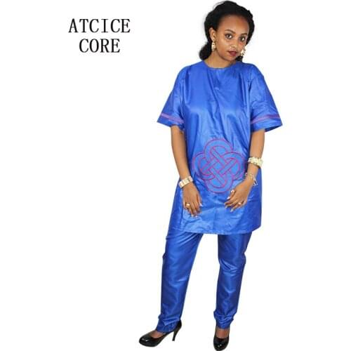 Free shipping new african bazin embroidery design dresses top with pants african clothes LB039