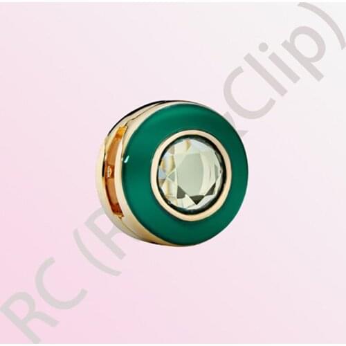 Genuine 925 Sterling Silver Beads Reflexion Green Circle Clip Charms fit Original Pandora Reflexions Bracelets Women DIY Jewelry