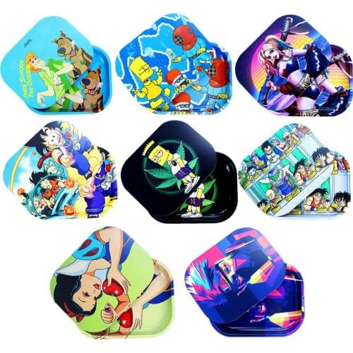 18x14cm Rolling Tray Lid Set Weed Cigarette Paper Metal Herb Tobacco Plate Cigarettes Storage Holder Smoking Accessories