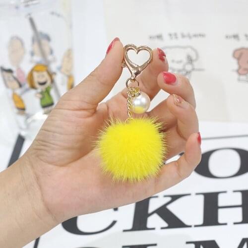 Mink Hair Ball Pendant Mini Bag Pendant For Lovers Machine Accessories Car Key Chain Simple Fur Chain