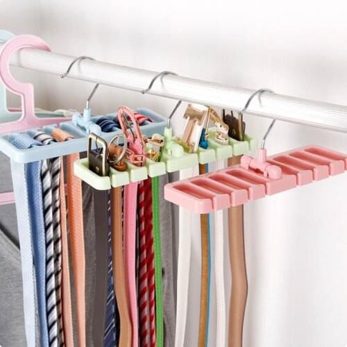 Tie Belt Organizer Wardrobe Finishing Racks Portable Space Saver Storage Rack Rotating Multifuction Ties Hanger Closet Holder