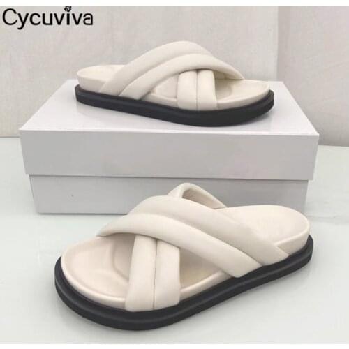 2021 Thick Bottom Women Slippers Summer Fashion Brand Leather Peep Toe Flip Flops Female Outwear Vacation Beach Shoes Women