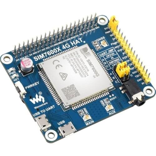 SIM7600CE 4G HAT for Raspberry Pi, LTE Cat-4 4G / 3G / 2G Support, GNSS Positioning, for China