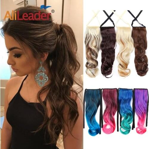 Alileader drawstring Ponytail Curly long straight Wrap Around Hair Extension Heat Resistant Synthetic Ponytails Fake Hair Piece