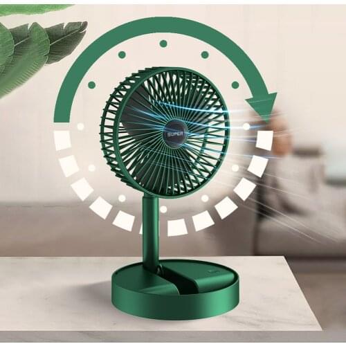 Mini Folding Telescopic Fan USB Rechargeable Floor Fan for Student Dormitory Home Outdoor Camping Office Desktop Ventilator