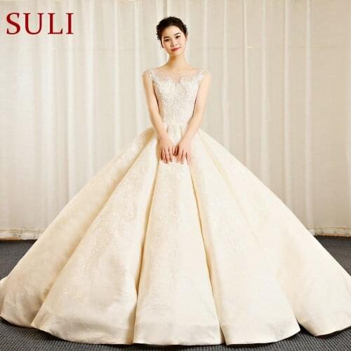 SL-156 Vintage Bohemian Bridal Dresses Ball Gown Wedding Dresses Beaded Luxury Wedding Dress 2018