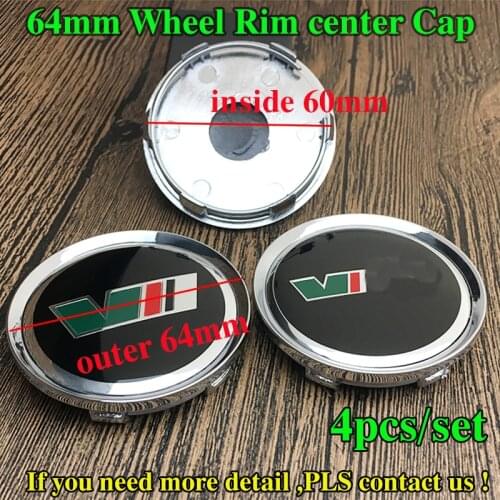 Car Styling 4PCS/SET 64mm VII VRS logo Badge Wheel Center Centre Cap Rim Covers for Octavida Bora Jetta Fabia Superb Yeti