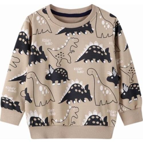 Jumping Meters Boys Long Sleeves Cartoon Dinosaur Print Sweatshirts Kids Clothes Autumn Childrens Animal Tops Clothing 2-7Years
