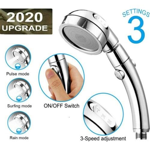 360 Degrees Rotating Shower Head Adjustable Water Saving Shower Head 3 Mode Shower Water Pressure Shower Head With Stop Button