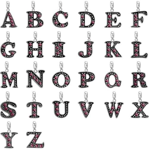 Stainless Steel Mirror Polish A-Z Initials Alphabet Zircon Charms Pendant Crystal For DIY Jewelry Making Necklace