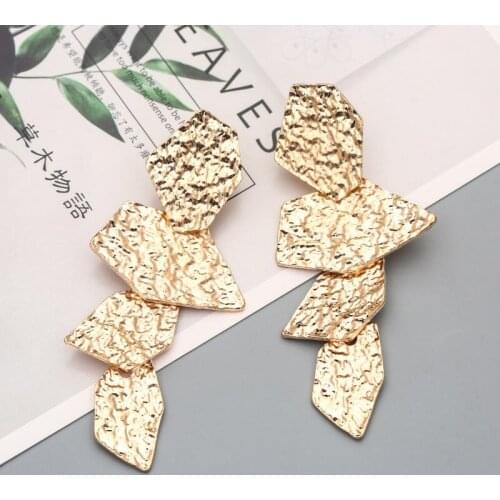 Hesiod Gold Silver Color Leaf Earrings For Women Dubai Luxury Jewelry Boho Long Dangle Earring Mujer Bijoux