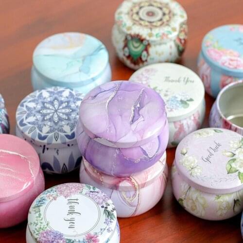 1Pcs Candle Tin Jar Vintage Flower Jars DIY Candle Making Holder Case for Dry Storage Spices Camping Party Favor Sweet Gift Box