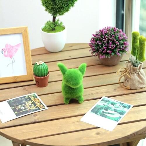 YO CHO 1PC Small Animal Artificial Grass Ornaments DIY Potted Plants Crafts Home Office Decoration Easter Bunny Handwork Gift