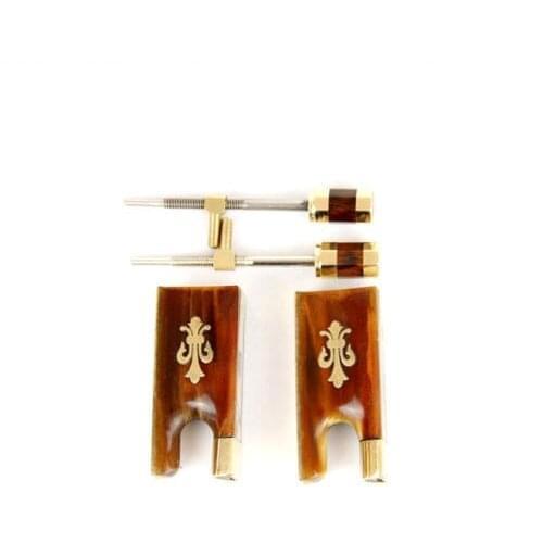 2 Sets High Quality Top New 4/4 Violin Red Ox Horn Frog Copper Parts Fluer-de-lys Inlay With Screw Violino Accessory