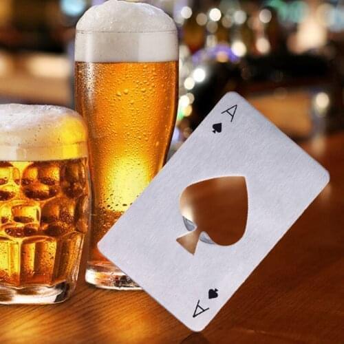 7@# Convenient Poker Card Beer Bottle Opener Stainless Steel Wedding Party Banquet Gift Souvenirs Kitchen Dining Bar Tools Table