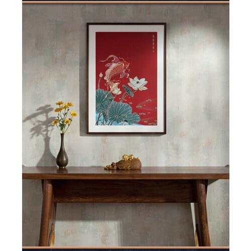 70cm large Company home office wall high grade brass sculpture Goldfish frame painting NIAN NIAN YOU YU bring wealth GOOD LUCK