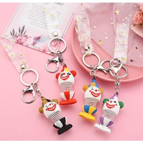Acrylic Spring Clown Key Chains accessories Women Men kIDS Toy Boutique Car Bag Keyring Keychain Jewelry Gifts