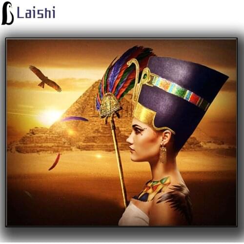 Diy Diamond Painting Full Round Square Drill Diamond Embroidery Egyptian Queen Rhinestone Painting Diamond Mosaic Cleopatra