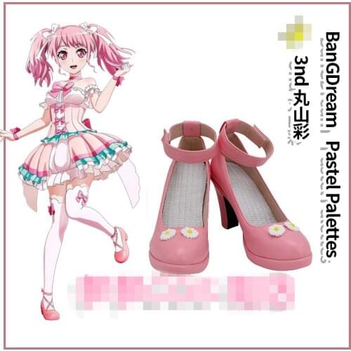 Anime cosplay shoe BanG Dream shoe pastel palettes Maruyama Aya Pink single lolita shoe A