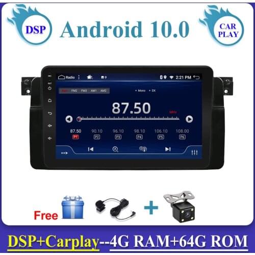 4G RAM+64G ROM For BMW E46 1999-2006 Car Radio GPS Navigation Audio Video Stereo Tape Recorder Android 10 DSP Carplay WIFI
