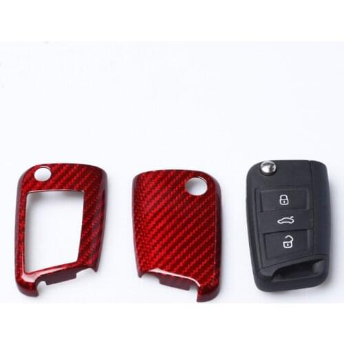 Car Accessories Carbon Fiber Car Key Cover Shell For VW Golf 7 MK7 Skoda Octavia A7 Seat Leon Ibiza Flip Folding Remote Key Case