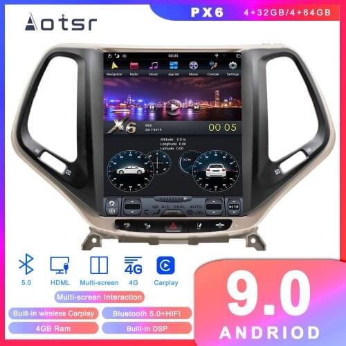 Tesla Style Android 9 Car DVD Player GPS Navigation For Jeep Cherokee 2014-2019 Car Auto Radio Stereo Head Unit Vertical Screen