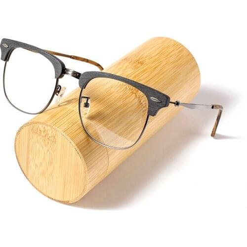 AZB Vintage Wood Myopia Optical Glasses Frame Men Prescription Eyeglasses Frame with Clear Lens Eyewear Frame Goggles Computer