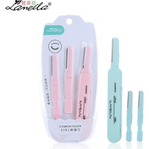 Safe Telescopic Eyebrow Trimmer Shavor with 2 Replacing Cutter Heads Easy Portable Hair Removal for Eye Brows Makeup Beauty Kit