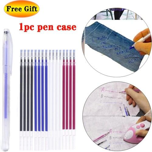 Free Gift Heat Erase Pen Case 10Pcs High Temperature Disappearing Fabric Marker Refills for Dressmaking Fabric PU Leather Sewing