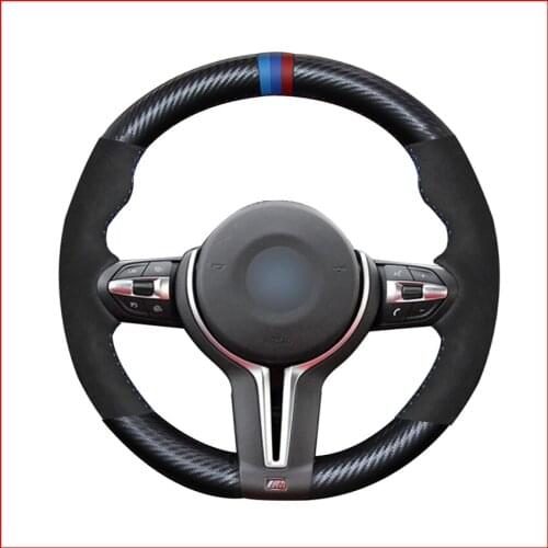 Black PU Carbon Fiber Steering Wheel Cover for BMW F87 M2 F80 M3 F82 M4 M5 F12 F13 M6 X5 M F86 X6 M F33 F30 M Sport