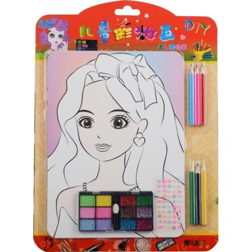 Childrens creative handmade DIY graffiti painting copy colorful drawing toys set princess girl safety makeup painting toy