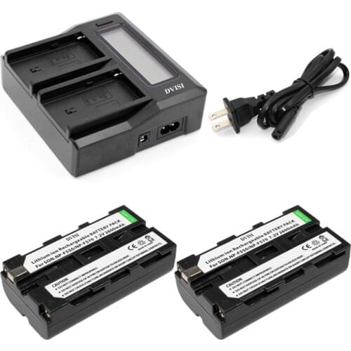 LCD faster Dual Charger with 2pcs 2.6Ah NPF-550 NP-F530 NP-F570 Rechargeable Battery for Sony Z1 CCD-SC55 TRV81 DCR-TRV210 FD81