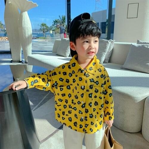 Leopard Spring Summer Boys Blouses Shirts Kids Children Clothing Top Overcoat Costume Sport Beach Cotton School High Quality