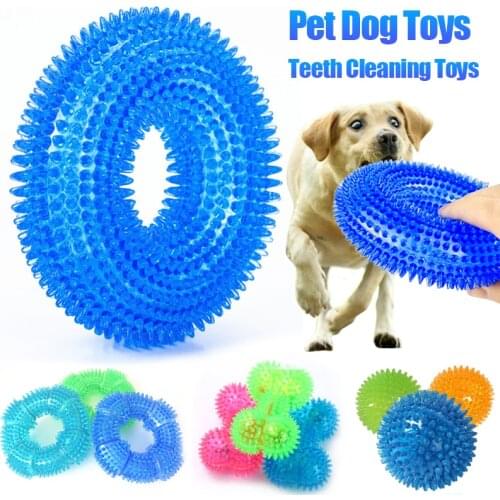 Pet Dog Toys Bite Resistant Squeaky Sound Toy Thorn Barbed Tooth Cleaning TPR Molar Chew Toys for Dogs Interactive Training
