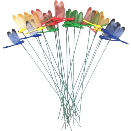 10Pcs/lot Artificial Dragonfly Butterflies Garden Decoration Outdoor 3D Simulation Dragonfly Stakes Yard Plant Lawn Decor Stick