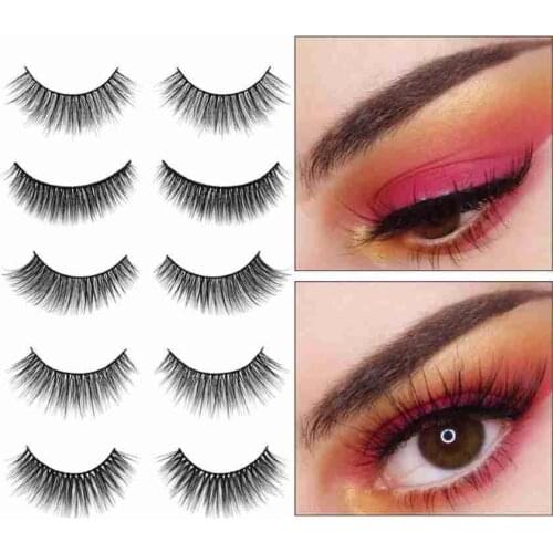 Maquillaje 3 Pairs Natural Thick 3D Imitation Mink False Eyelashes Reusable Handmade Makeup Beauty Extension Lashes Tools