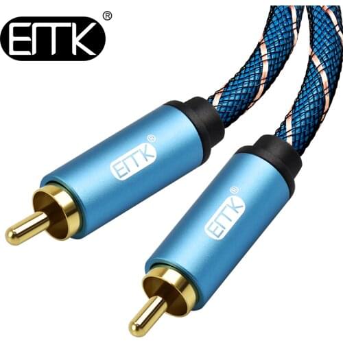 EMK Coaxial Cable RCA to RCA Cable Male to Male 1m 2m 1.5m 3m Hifi Stereo RCA Cable for Amplifier Speaker Subwoofer Cable