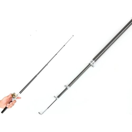 Fonoun Pocket Pen Carbon Fishing Rod Pole Reel Combos With 2 Reel hook keeper 20m lines and lures 1.4m A