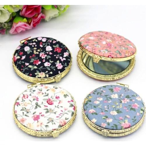 1pc Mini Makeup Compact Pocket Floral Mirror Portable Two-side Folding Make Up Mirror Women Vintage Cosmetic Mirrors for Gift