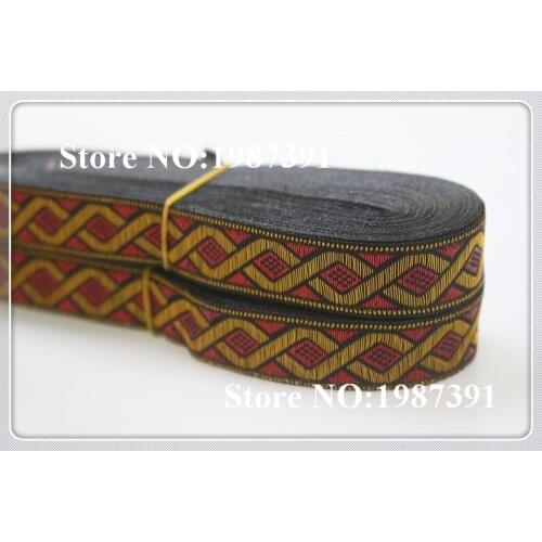 20mm wide 10yards Polyester red Geometric wave style Woven Jacquard Ribbon LS-5330