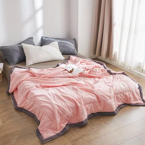 Summer Quilt Single/Double/Queen/King Size Spring Thin Comforter Quilts Soft Washed Cotton Blanket Plain Home Bedroom Textile