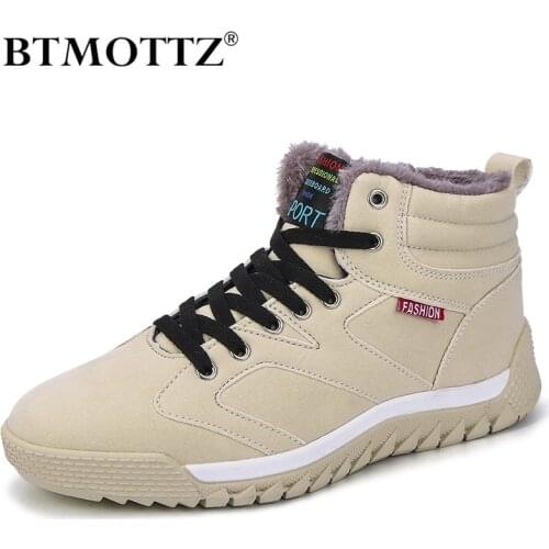 Suede Leather Men Boots Winter with Fur Super Warm Snow Boots Men Winter Work Casual Shoes Sneakers High Top Rubber Ankle Boots