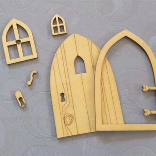 DIY Wooden Fairy Elf Door Craft Kit Christmas Door Decoration Vintage Miniature Fairy Garden Decor Dollhouse Accessories Gift