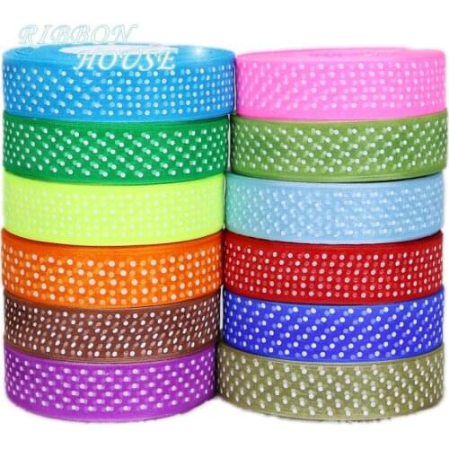 New (45 meters/roll) 2.5cm 1" Chiffon Organza Dot Ribbon for Packing Colorful Dot Printed Ribbon DIY Wedding Gift box Decoration