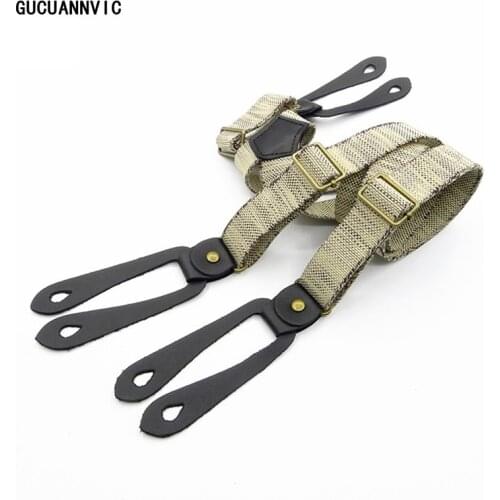 Retro mens braces flax color Men and women Suspenders Fashion and European style Casual tirantes hombre GUCUANNVIC