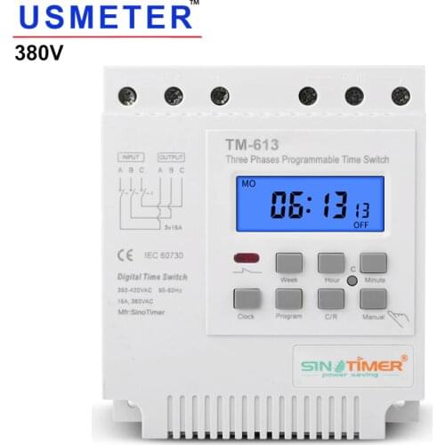TM613 380V 16A Three phases 7 Days Programmable 16A Relay Digital Timer Switch Motor Automatic Intelligent Controller