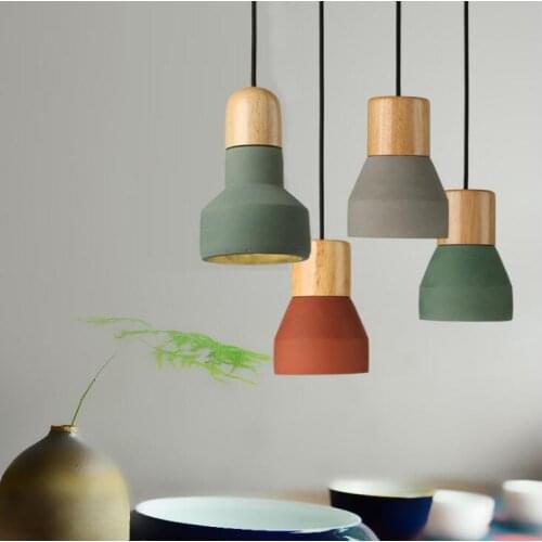 Simple industrial style hotel barbecue shop Internet cafe Nordic creative bar bedside restaurant solid wood color cement lamps