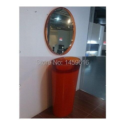 Bathroom Pedestal Washbasin Resin Acrylic Freestanding Sink Cloakroom Colored Oval Hand Basin W9001