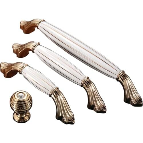 Retro Zinc Alloy Ceramics Cabinet Cupboard Drawer Handles Knobs European Wardrobe Furniture Dresser Pull Handle Accessories