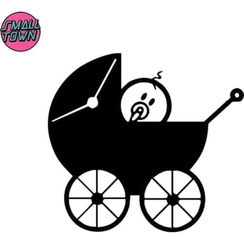 Small Town 15.5cm*14.1cm Baby Pram Fashion Vinyl Car-Styling Stickers Decals Black/Silver S3-5084